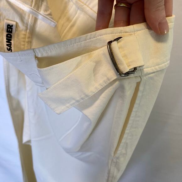 Jil Sander Womens Dress Pants Trousers Cream Wide Leg Buckle Sides Career Work - Picture 7 of 14